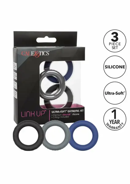 CalExotics Link Up Ultra Soft Extreme Set - 3 Textured Silicone Rings