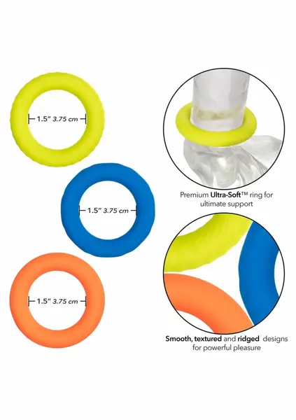 CalExotics Link Up Ultra Soft Climax Set - 3-Piece Silicone Ring Kit