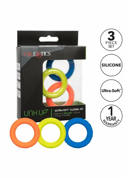 CalExotics Link Up Ultra Soft Climax Set - 3-Piece Silicone Ring Kit