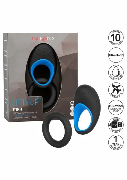 Link Up Max Dual Ultra-Soft Ring System with Textured Stimulator Blue