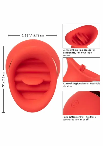 CalExotics French Kiss Charmer Compact Silicone Tongue Massager Pink