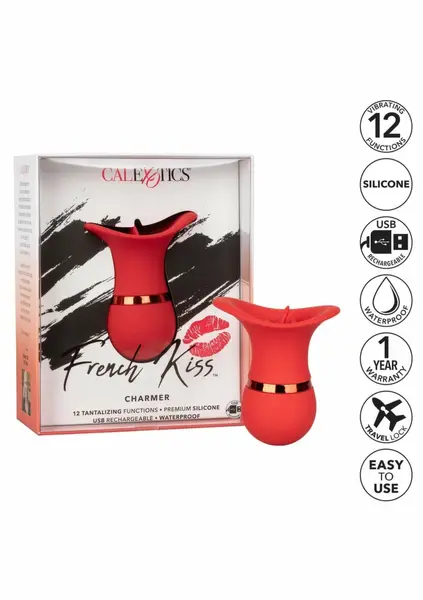 CalExotics French Kiss Charmer Compact Silicone Tongue Massager Pink