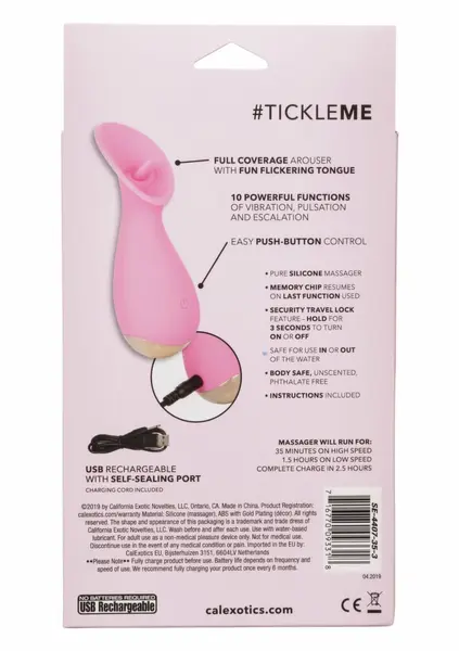 Slay Tickle Me Mini Silicone Massager, 10 Modes, Waterproof, Pink