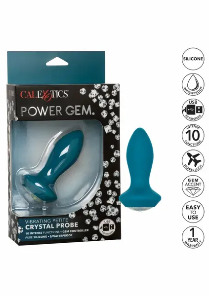 CalExotics Power Gem Vibrating Petite Crystal Probe, Silicone, Pink