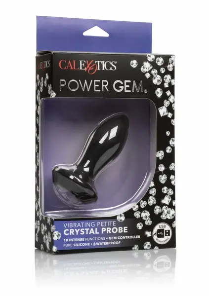 CalExotics Power Gem Vibrating Petite Crystal Probe, Silicone, Purple