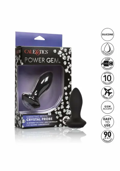 CalExotics Power Gem Vibrating Petite Crystal Probe, Silicone, Purple
