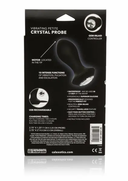CalExotics Power Gem Vibrating Petite Crystal Probe, Silicone, Purple