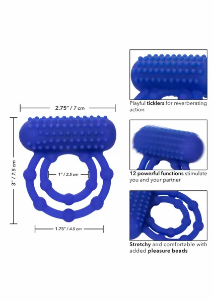 Pipedream 10 Bead Maximus Ring Rechargeable Dual-Ring System Silicone