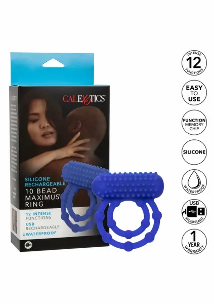 Pipedream 10 Bead Maximus Ring Rechargeable Dual-Ring System Silicone