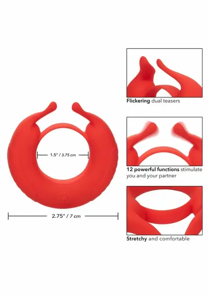CalExotics Taurus Enhancer Rechargeable Silicone Ring, Dual Motors, Black