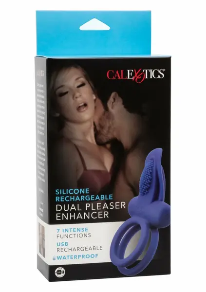 CalExotics Dual Pleaser Enhancer Rechargeable Silicone Ring Black