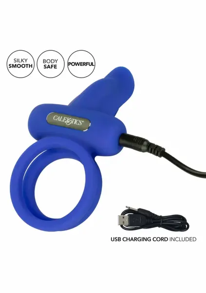 CalExotics Dual Pleaser Enhancer Rechargeable Silicone Ring Black