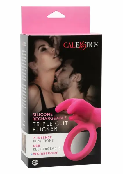 CalExotics Triple Clit Flicker Rechargeable Silicone Intimate Ring
