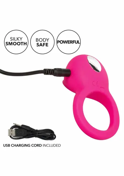CalExotics Teasing Tongue Enhancer Silicone Rechargeable Ring Black