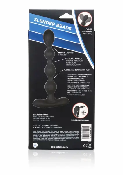 Eclipse Slender Beads гъвкав силиконов анален вибратор с топчета, черен