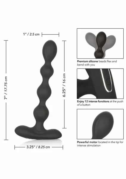 Eclipse Slender Beads гъвкав силиконов анален вибратор с топчета, черен