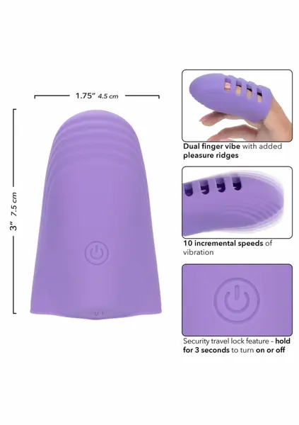 Dr. Laura Berman Rechargeable Finger Vibe Dual Motor, 10 Modes, Purple