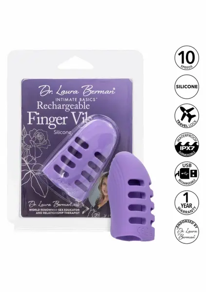 Dr. Laura Berman Rechargeable Finger Vibe Dual Motor, 10 Modes, Purple