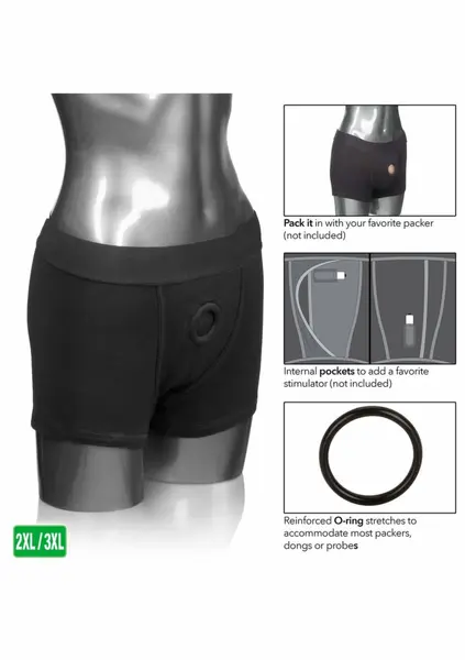 Packer Gear Boxer Brief Harness Black - Comfortable Cotton System L/XL