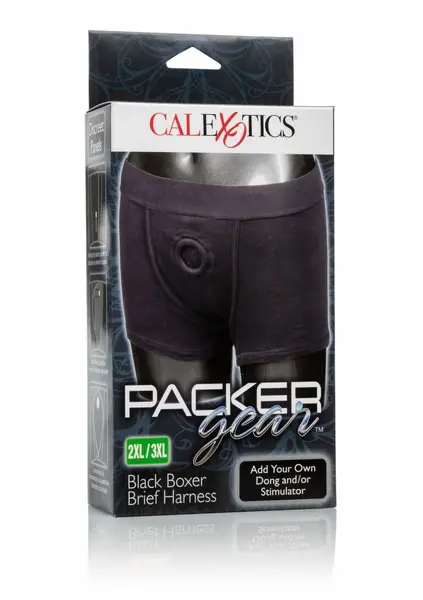 Packer Gear Boxer Brief Harness Black - Comfortable Cotton System L/XL