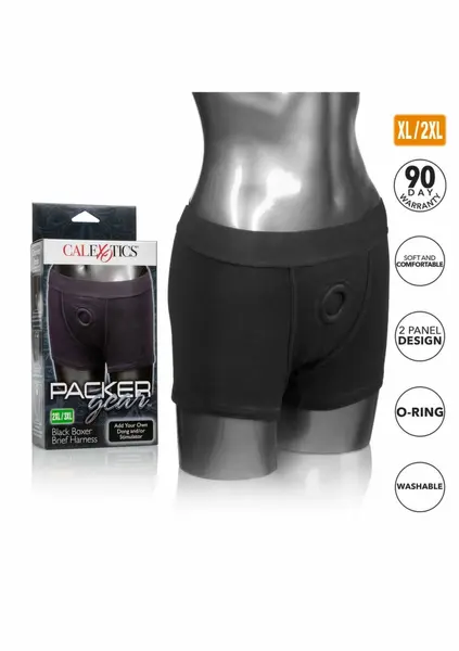 Packer Gear Boxer Brief Harness Black - Comfortable Cotton System L/XL