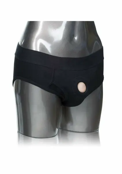 Packer Gear Brief Harness Black Cotton/Spandex Secure Fit 716770081384