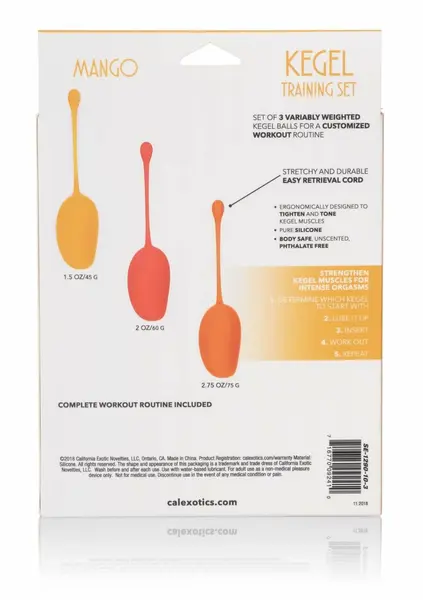 CalExotics Kegel Training Set Mango 3-Piece Silicone Weighted System