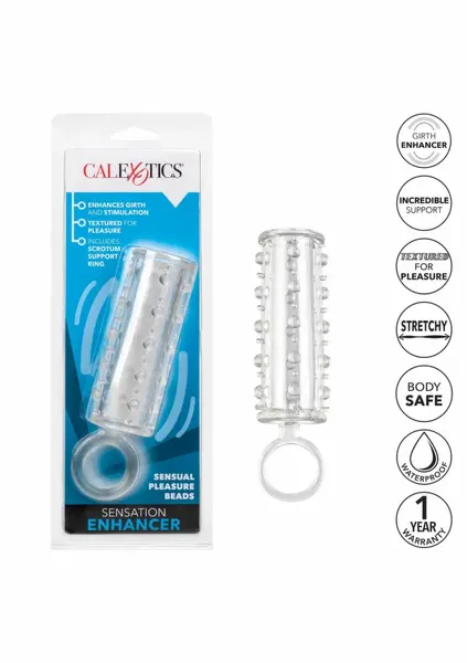Sensation Enhancer отворен удължител за пенис с топчета, TPE
