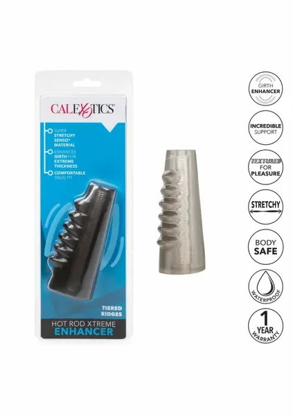 Hot Rod Xtreme Enhancer TPR Sleeve with Ribbed Texture, Transparent