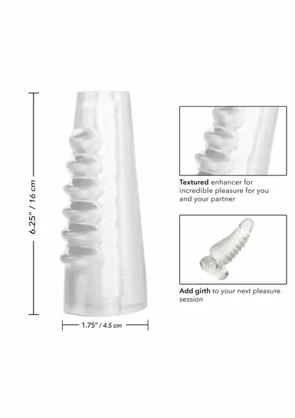 Hot Rod Xtreme Enhancer TPR Sleeve - Ribbed, Oversized, Transparent