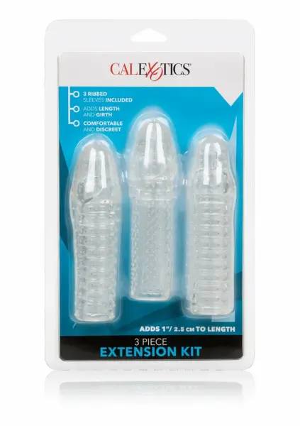 CalExotics Extension Kit 3 pcs - Set of Anatomical Enhancer Sleeves, Clear