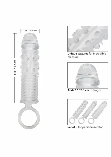 CalExotics Textured Extension Set 3 pcs - Flexible TPE Enhancer Sleeves