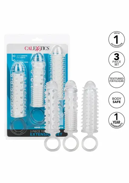 CalExotics Textured Extension Set 3 pcs - Flexible TPE Enhancer Sleeves