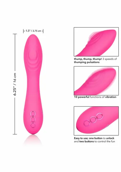 Surf City Centerfold Silicone Wand Massager, Waterproof, USB Rechargeable