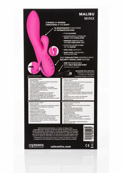 California Dreaming Malibu Minx Intimate Machine, Pink, USB Rechargeable