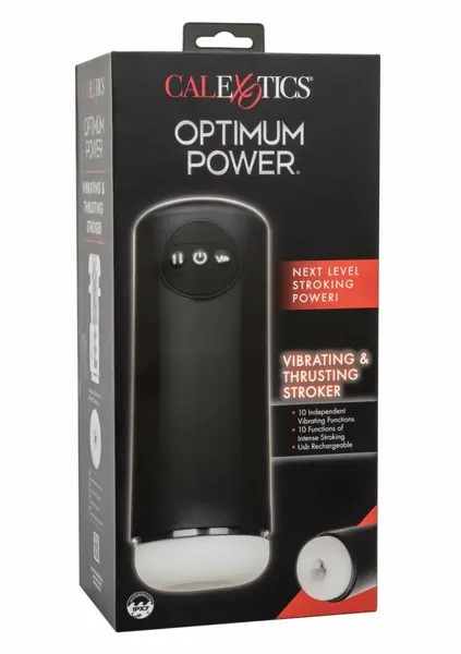 Optimum Power вибриращ и тласкащ мастурбатор, акумулаторен, черен, IPX7