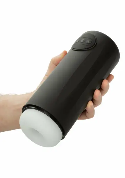 Optimum Power вибриращ и тласкащ мастурбатор, акумулаторен, черен, IPX7