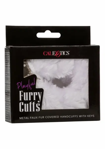 Playful Furry Cuffs Adjustable Faux Fur Metal Restraint System Black
