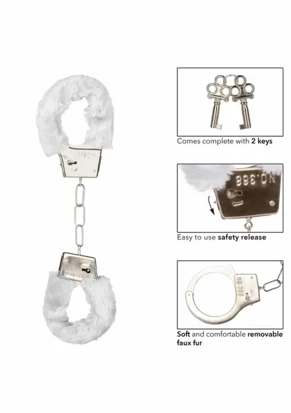 Playful Furry Cuffs Adjustable Faux Fur Metal Restraint System Black