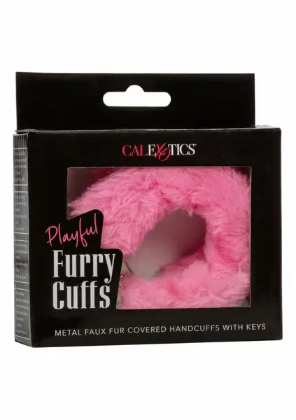 Playful Furry Cuffs Adjustable Faux Fur Metal Restraint System Black