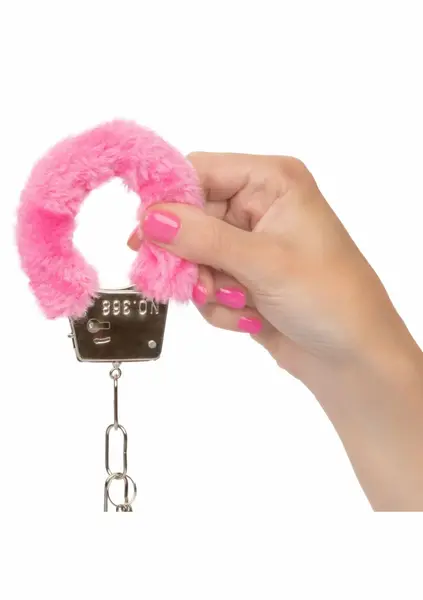 Playful Furry Cuffs Adjustable Faux Fur Metal Restraint System Black