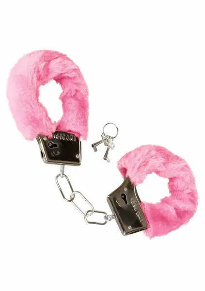 Playful Furry Cuffs Adjustable Faux Fur Metal Restraint System Black