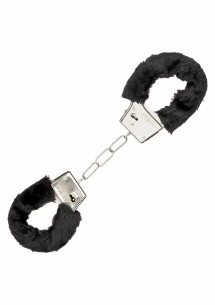 Playful Furry Cuffs Adjustable Metal Handcuffs with Faux Fur Covering