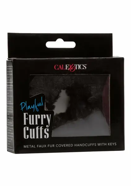 Playful Furry Cuffs Adjustable Metal Handcuffs with Faux Fur Covering