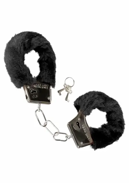 Playful Furry Cuffs Adjustable Metal Handcuffs with Faux Fur Covering