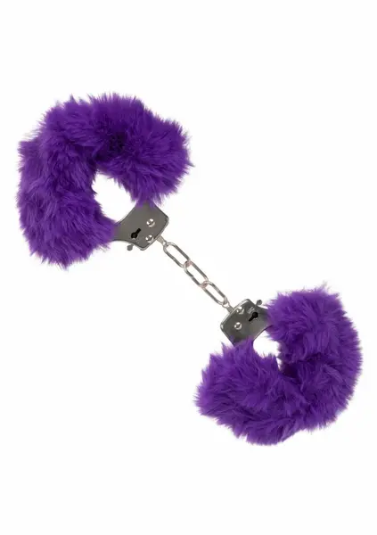 Ultra Fluffy Furry Cuffs Adjustable Faux Fur Metal Restraints Black