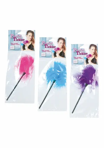 Playful Tickler Feather Teaser with 23cm ABS Handle - Multicolor