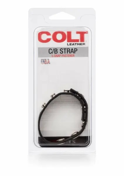 COLT Leather C/B Strap 5-Snap Adjustable Black Leather Support Ring