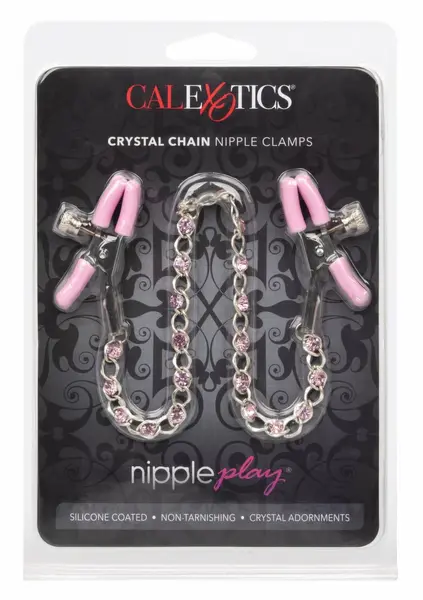 CalExotics Crystal Chain Adjustable Nipple Clamps with Silica Crystals
