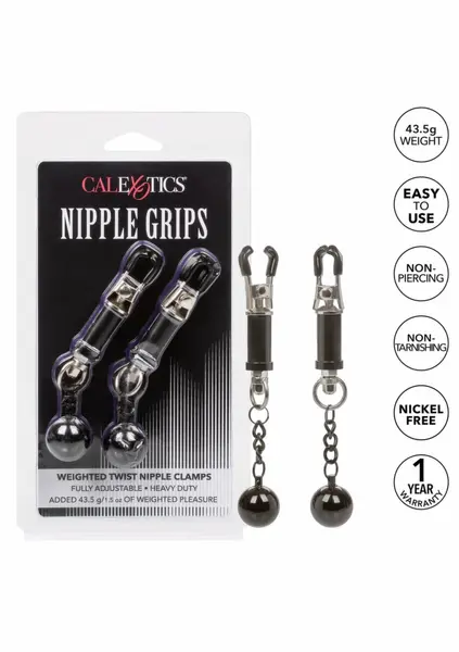 CalExotics Weighted Twist Adjustable Nipple Clamps with Swinging Weights